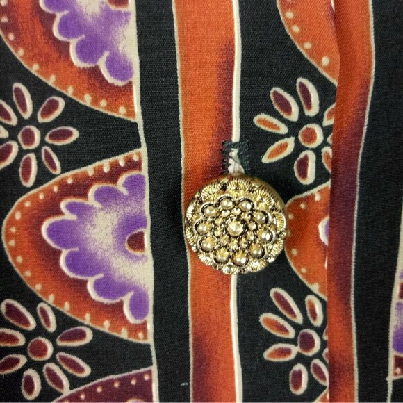 Vintage Blouse Womens M Maximalist Leopard Paisley Art to Wear 80s Button Up - Picture 2 of 7